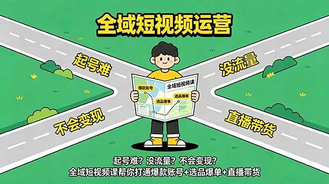 （18877期）起号难？没流量？不会变现？全域短视频课帮你打通爆款账号+选品爆单+直播带货-来友网创