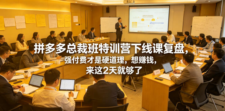 拼多多总裁班特训营下线课复盘，强付费才是硬道理，想賺钱，来这2天就够了-来友网创