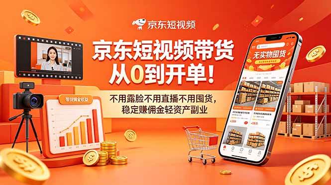 （18895期）京东短视频带货从0到开单！不用露脸不用直播不用囤货，稳定赚佣金轻资产副业-来友网创