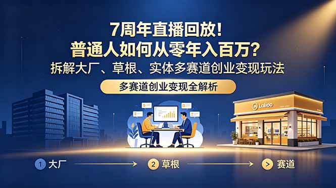 （18894期）7周年直播回放！普通人如何从零年入百万？拆解大厂、草根、实体多赛道创业变现玩法-来友网创