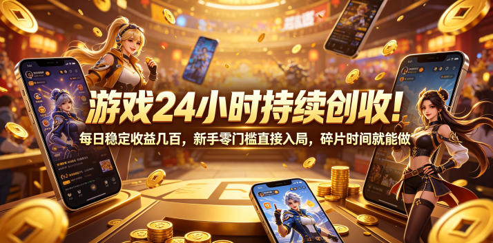 游戏24小时持续创收！每日稳定收益几百，新手零门槛直接入局，碎片时间就能做【揭秘】-来友网创