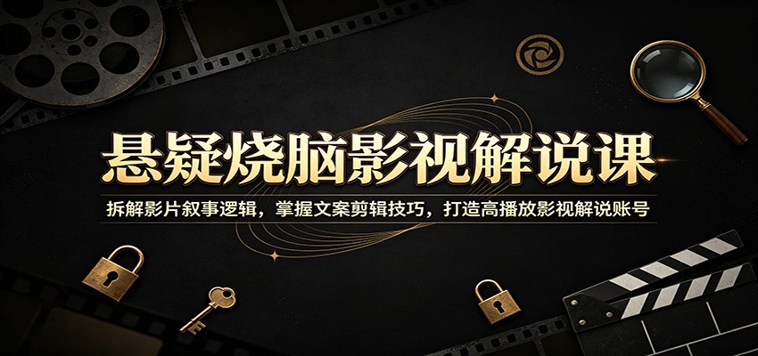 悬疑烧脑影视解说课：拆解影片叙事逻辑，掌握文案剪辑技巧，打造高播放影视解说账号-来友网创
