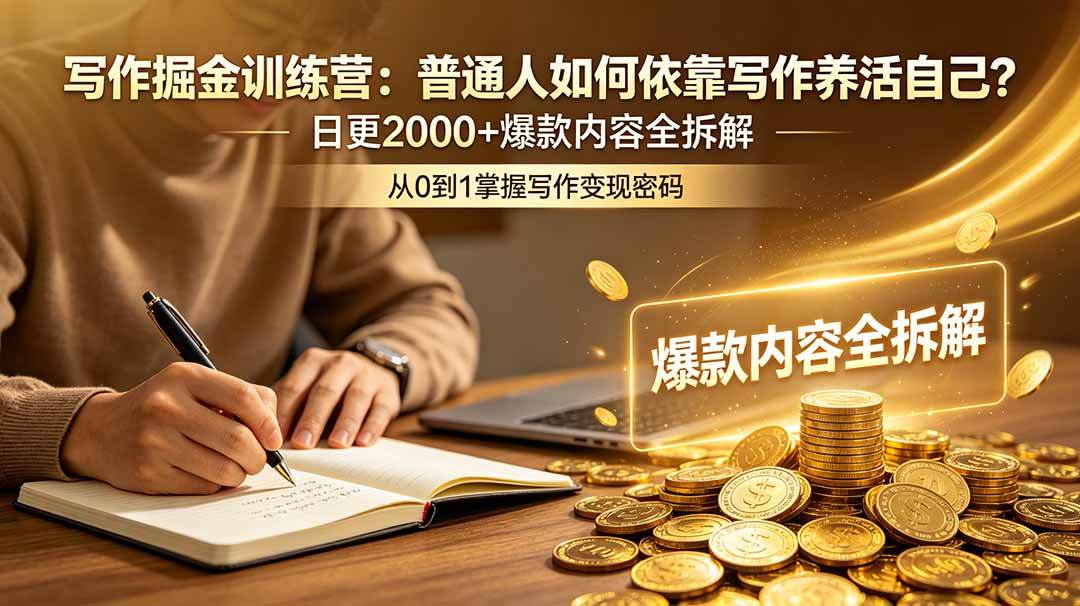 （18901期）写作掘金训练营：普通人如何依靠写作养活自己？日更2000+爆款内容全拆解-来友网创