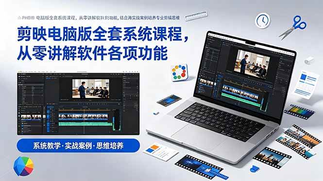 （18926期）剪映电脑版全套系统课程，从零讲解软件各项功能，结合海量实战案例培养专业剪辑思维-来友网创