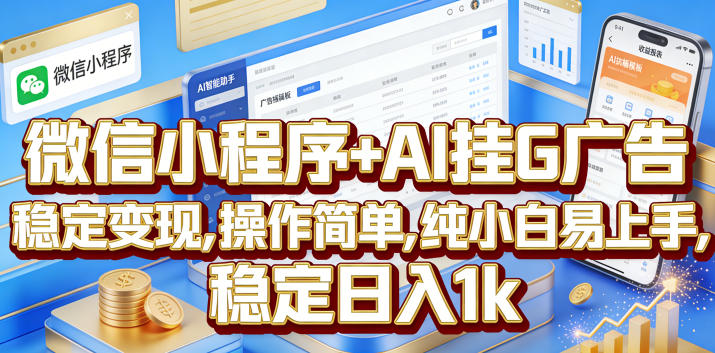 微信小程序+AI挂G广告，稳定变现，操作简单，纯小白易上手，稳定日入1k【揭秘】-来友网创