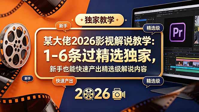 （18946期）某大佬2026影视解说教学：1-6条过精选独家，新手也能快速产出精选级解说内容-来友网创