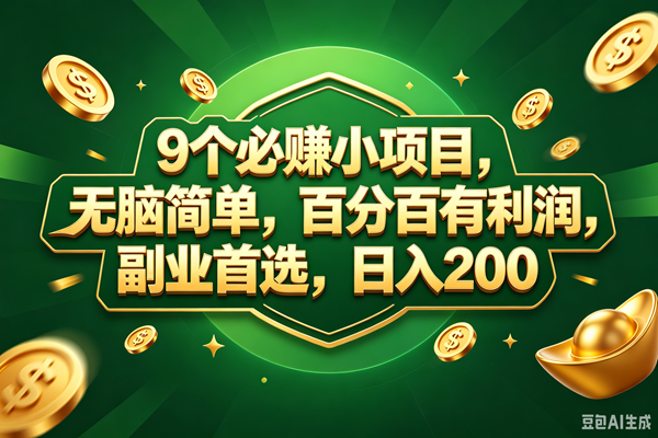 （18950期）9个必赚的小项目，百分百赚元子，无脑简单，副业首选，日入300+-来友网创