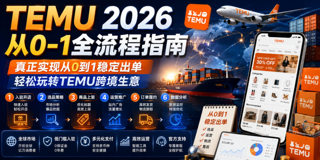 TEMU 2026从0-1全流程指南，真正实现从0到1稳定出单，轻松玩转TEMU跨境生意-来友网创