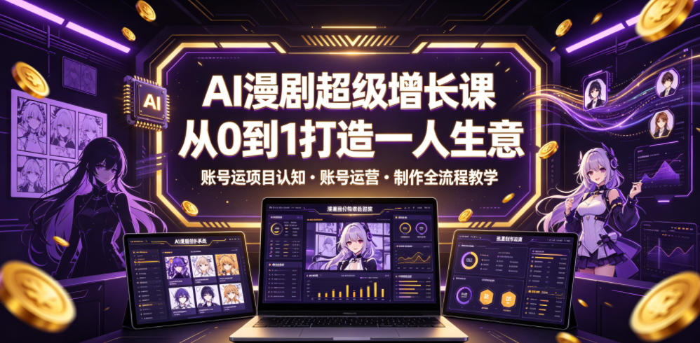 AI漫剧超级增长课，从0到1打造一人生意，项目认知・账号运营・制作全流程教学-来友网创