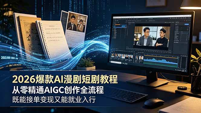 （18980期）2026 爆款 AI 漫剧短剧教程 从零精通 AIGC 创作全流程 既能接单变现又能就业入行-来友网创