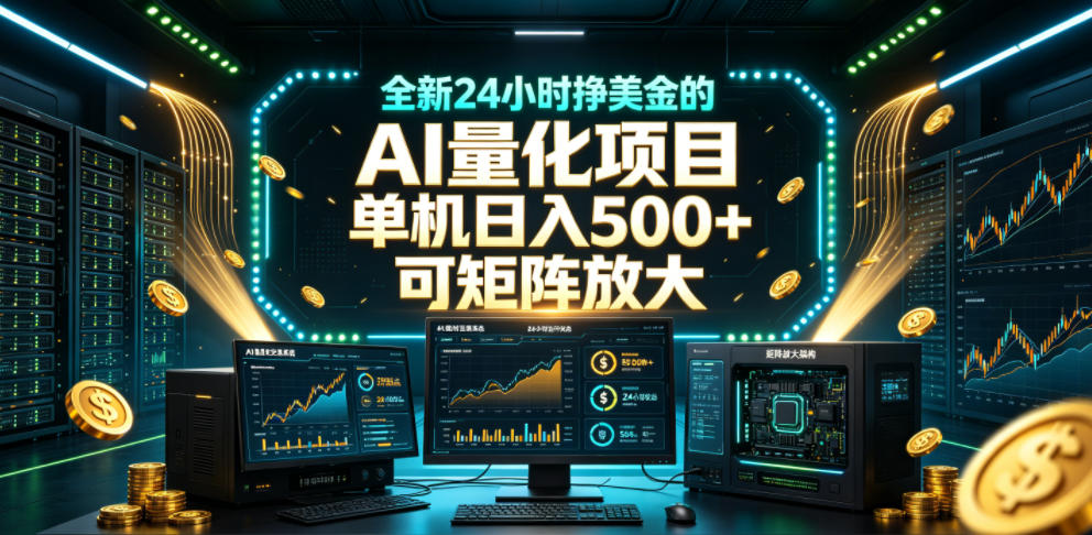 全新24小时挣美金的AI量化项目，单机日入500+，每天见收益，可矩阵放大【揭秘】-来友网创