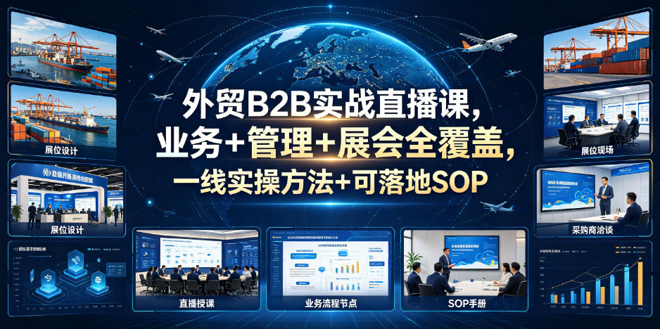 外贸B2B实战直播课，业务+管理+展会全覆盖，一线实操方法+可落地SOP-来友网创