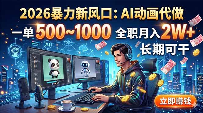 （18993期）2026暴力新风口：AI动画代做，一单500~1000，全职月入2W+，长期可干-来友网创