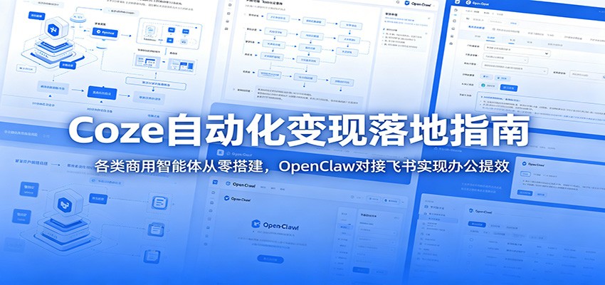 Coze自动化变现落地指南：各类商用智能体从零搭建，OpenClaw对接飞书实现办公提效-来友网创