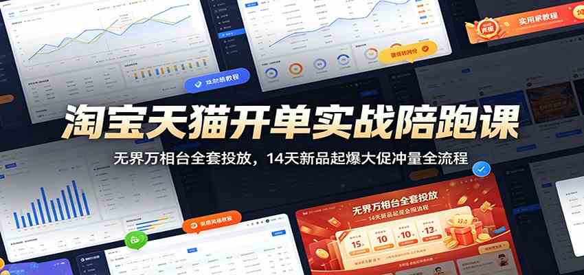 淘宝天猫开单实战陪跑课：无界万相台全套投放，14天新品起爆大促冲量全流程-来友网创