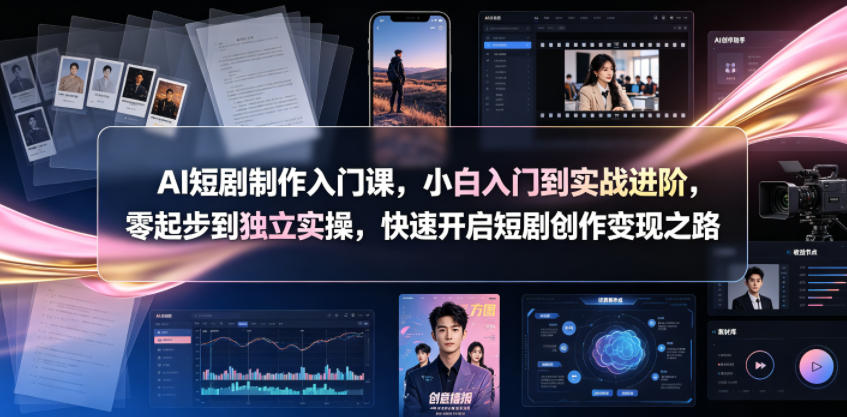 AI短剧制作入门课，小白入门到实战进阶，零起步到独立实操，快速开启短剧创作变现之路-来友网创