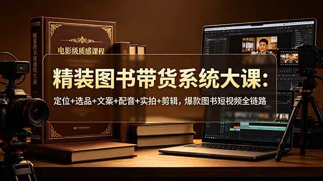 （19007期）精装图书带货系统大课：定位+选品+文案+配音+实拍+剪辑，爆款图书短视频全链路-来友网创