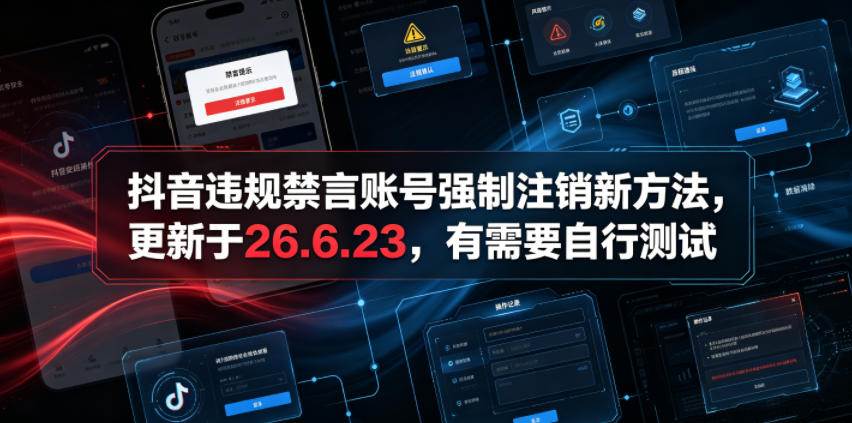 （19015期）抖音违规禁言账号强制注销新方法，更新于26.6.23，有需要自行测试-来友网创