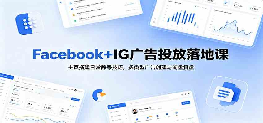 Facebook+IG广告投放落地课：主页搭建日常养号技巧，多类型广告创建与询盘复盘-来友网创