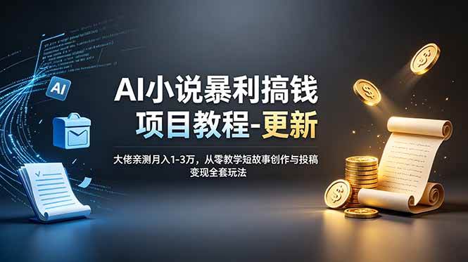 （19030期）AI小说暴利搞钱项目教程-更新，大佬亲测月入1-3万，从零教学短故事创作与投稿变现全套玩法-来友网创