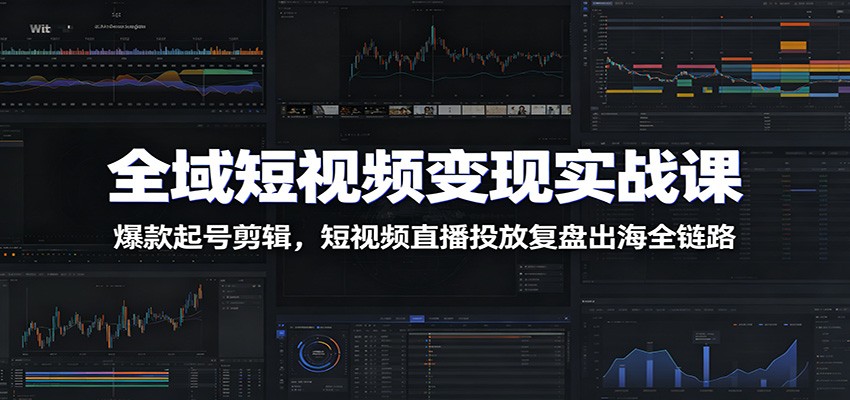 全域短视频变现实战课：爆款起号剪辑，短视频直播投放复盘出海全链路-来友网创