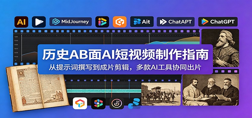 历史AB面AI短视频制作指南：从提示词撰写到成片剪辑，多款AI工具协同出片-来友网创