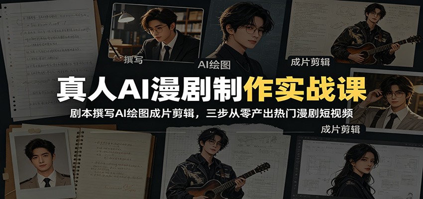 真人AI漫剧制作实战课：剧本撰写AI绘图成片剪辑，三步从零产出热门漫剧短视频-来友网创