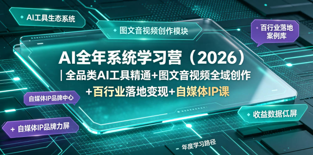 AI全年系统学习营（2026）｜全品类AI工具精通+图文音视频全域创作+百行业落地变现+自媒体IP打造年度进阶大课-来友网创