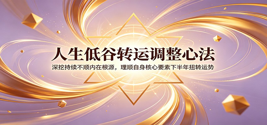 人生低谷转运调整心法：深挖持续不顺内在根源，理顺自身核心要素下半年扭转运势-来友网创