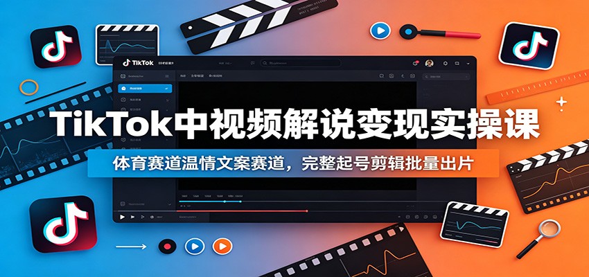 TikTok中视频解说变现实操课：体育赛道温情文案赛道，完整起号剪辑批量出片-来友网创