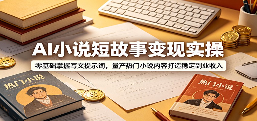AI小说短故事变现实操：零基础掌握写文提示词，量产热门小说内容打造稳定副业收入-来友网创