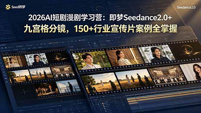 （19055期）2026AI短剧漫剧学习营：即梦Seedance2.0+九宫格分镜，150+行业宣传片案例全掌握-来友网创