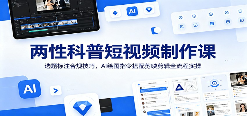 两性科普短视频制作课：选题标注合规技巧，AI绘图指令搭配剪映剪辑全流程实操-来友网创