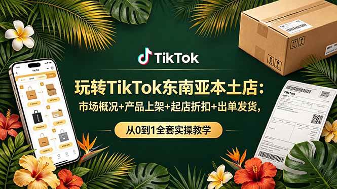 （19045期）玩转TikTok东南亚本土店：市场概况+产品上架+起店折扣+出单发货，从0到1全套实操教学-来友网创