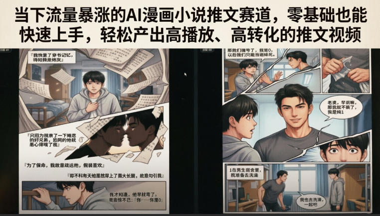当下流量暴涨的AI漫画小说推文赛道，零基础也能快速上手，轻松产出高播放、高转化的推文视频-来友网创