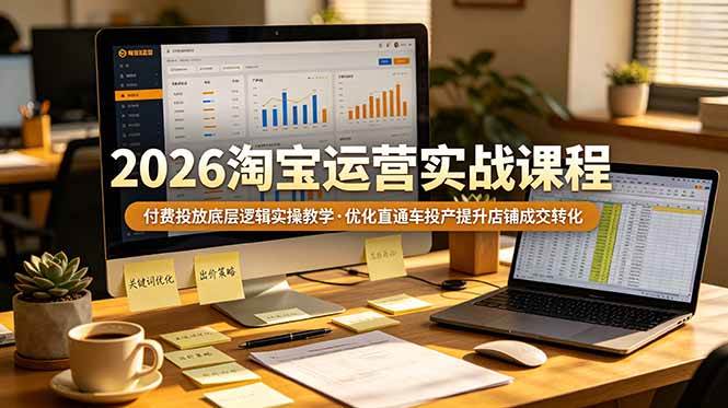 （19075期）2026 淘宝运营实战课程，付费投放底层逻辑实操教学，优化直通车投产提升店铺成交转化-来友网创