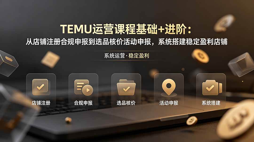 （19081期）TEMU运营课程（基础+进阶）：从店铺注册合规申报到选品核价活动申报，系统搭建稳定盈利店铺-来友网创