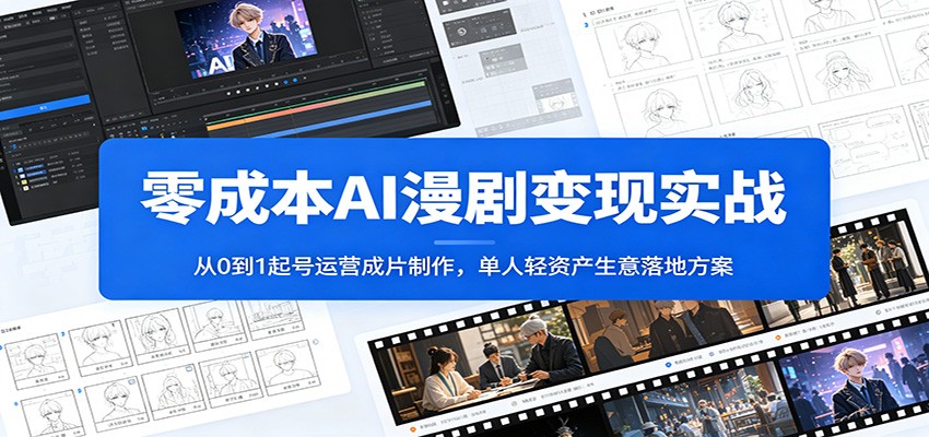 零成本AI漫剧变现实战：从0到1起号运营成片制作，单人轻资产生意落地方案-来友网创