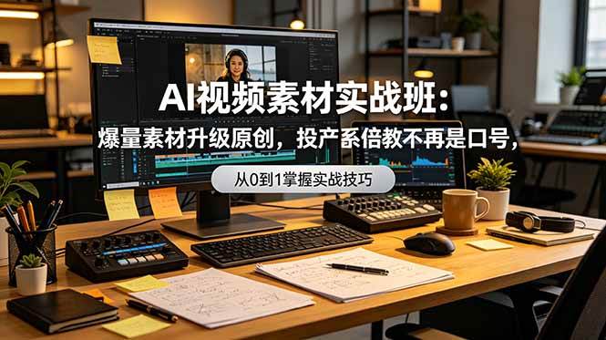 （19085期）AI视频素材实战班：爆量素材升级原创，投产翻倍不再是口号，0-1系统教学实战落地-来友网创