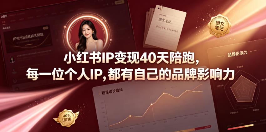 小红书IP变现40天陪跑，每一位个人IP，都有自己的品牌影响力-来友网创