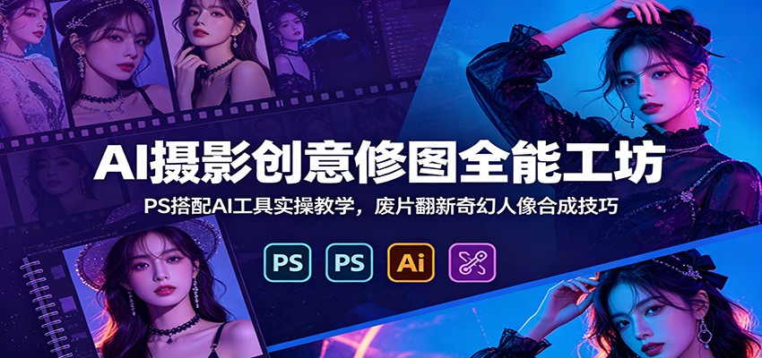 AI摄影创意修图全能工坊：PS搭配AI工具实操教学，废片翻新奇幻人像合成技巧-来友网创