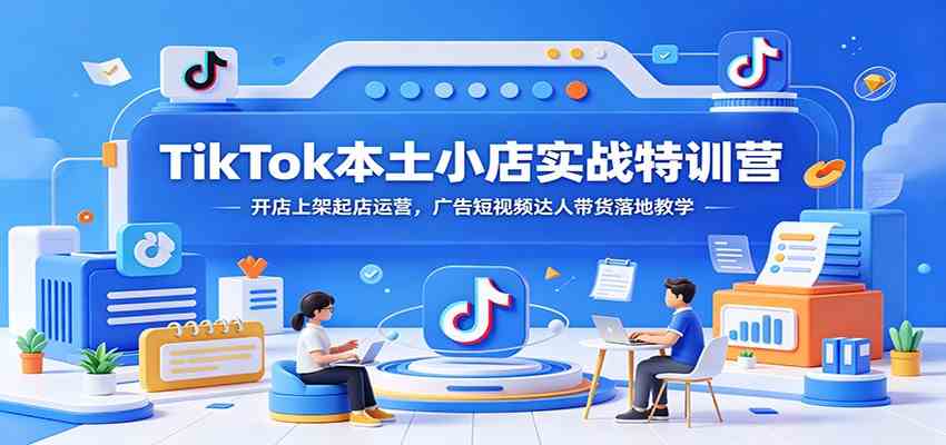 TikTok本土小店实战特训营：开店上架起店运营，广告短视频达人带货落地教学-来友网创