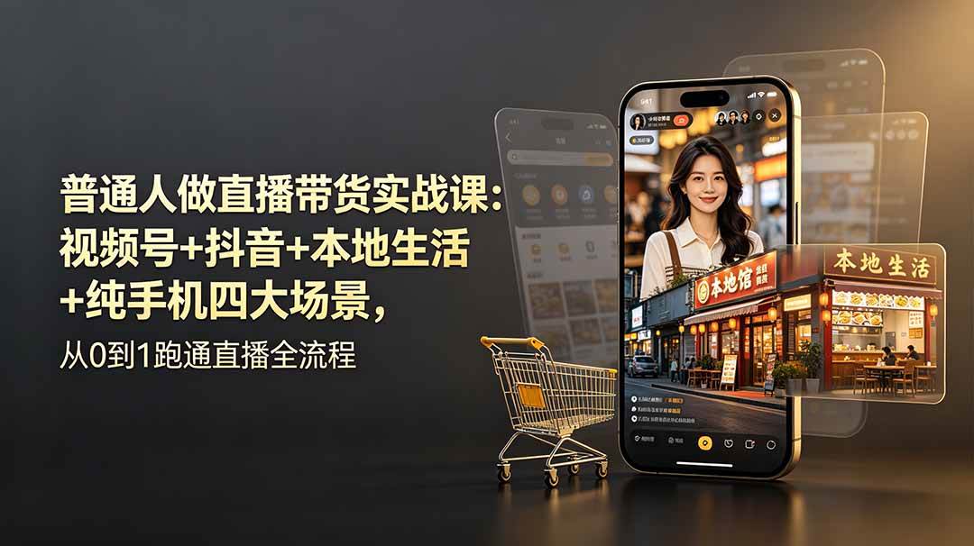 （19111期）普通人做直播带货实战课：视频号+抖音+本地生活+纯手机四大场景，从0到1跑通直播全流程-来友网创