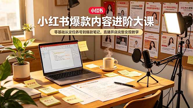 （19118期）小红书爆款内容进阶大课，零基础从定位养号到爆款笔记，直播开店完整变现教学-来友网创