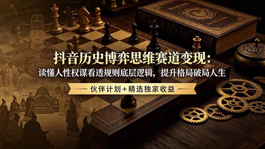 （19116期）抖音历史博弈思维赛道变现：读懂人性权谋看透规则底层逻辑，提升格局破局人生，伙伴计划+精选独家收益-来友网创