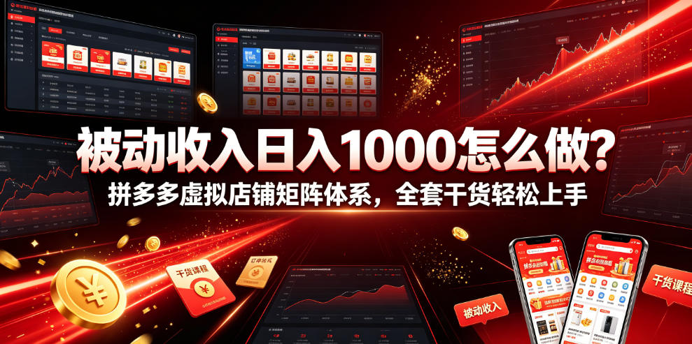 被动收入日入1000怎么做？拼多多虚拟店铺矩阵体系，全套干货轻松上手【揭秘】-来友网创