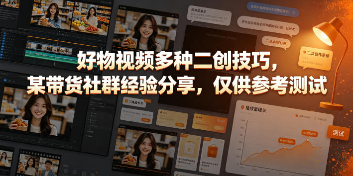 好物视频多种二创技巧，某带货社群经验分享，仅供参考测试-来友网创