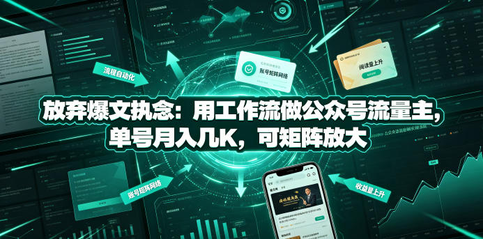 放弃爆文执念：用工作流做公众号流量主，单号月入几K，可矩阵放大-来友网创