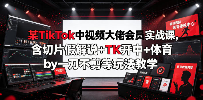 某TikTok中视频大佬会员实战课，含切片假解说+TK开中+体育by一刀不剪等玩法教学-来友网创