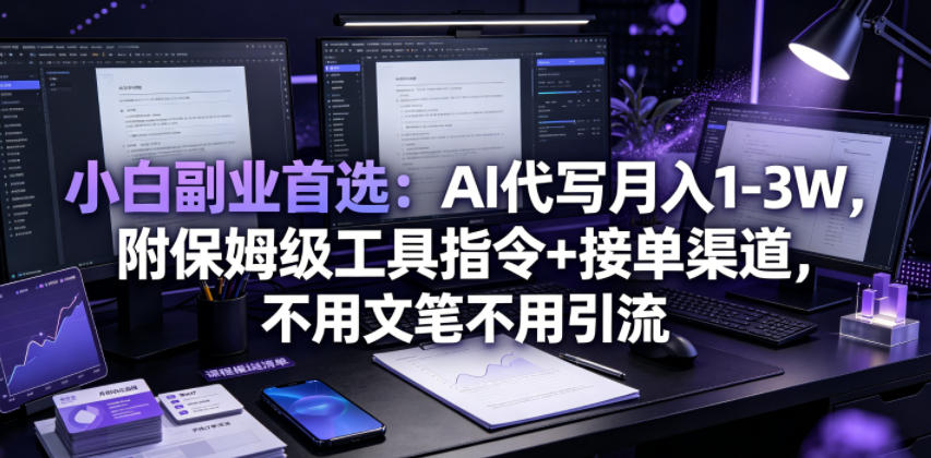 小白副业首选：AI代写月入1-3W，附保姆级工具指令+接单渠道，不用文笔不用引流【揭秘】-来友网创
